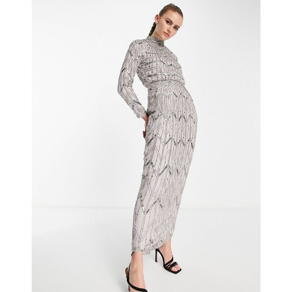 ASOS DESIGN linear embellished maxi dress with gem detail size 0 NWT